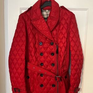 Brand new red Burberry quilted coat (sz XL)